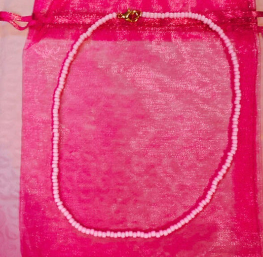 pink seed bead necklace